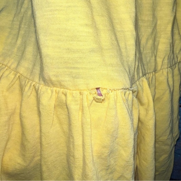 Crown & Ivy Eyelet Blouse 3X Peasant Top Look Yellow Pom-Poms Flutter Sleeves - Picture 9 of 10